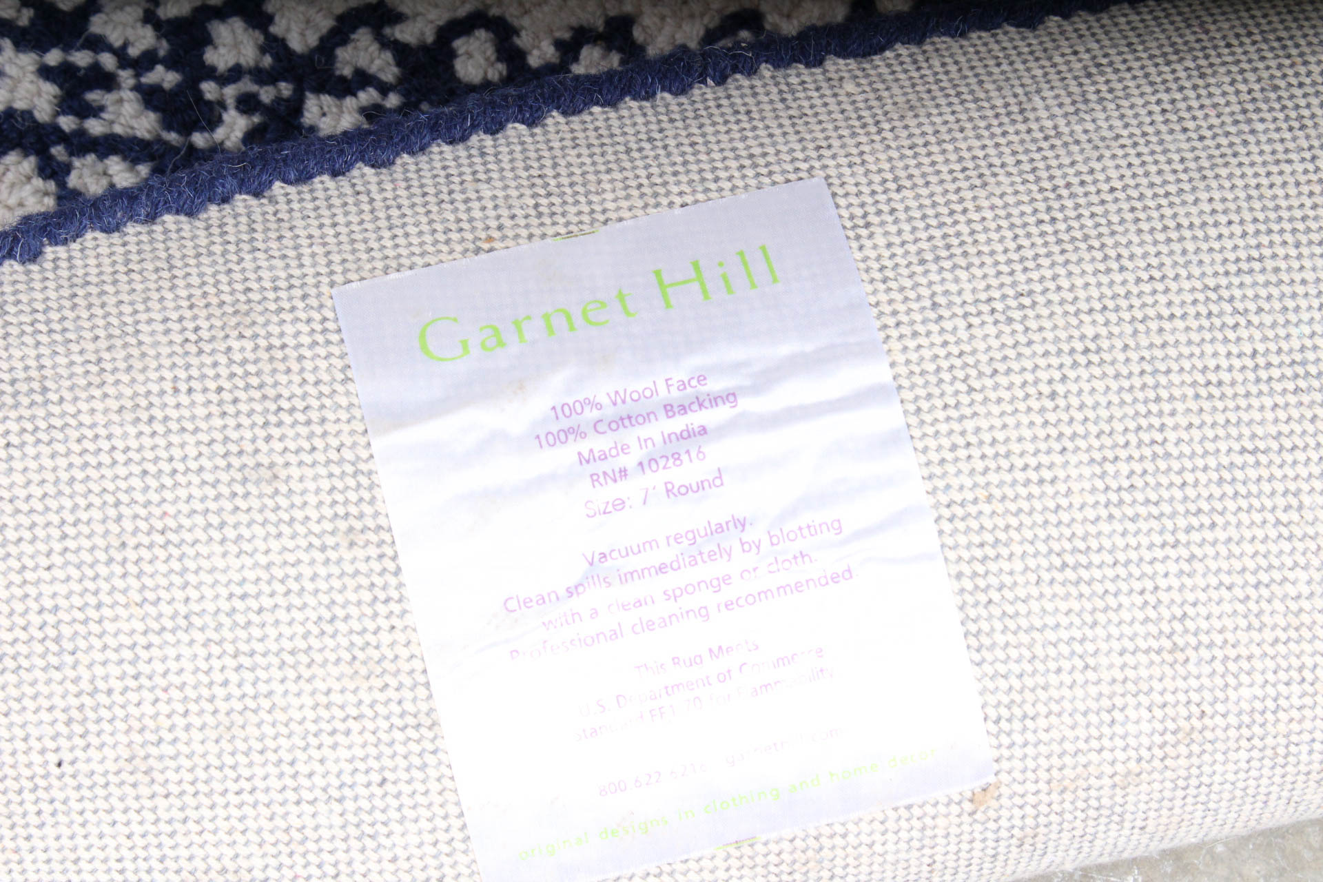 Garnet Hill Round Indigo and White Area Rug