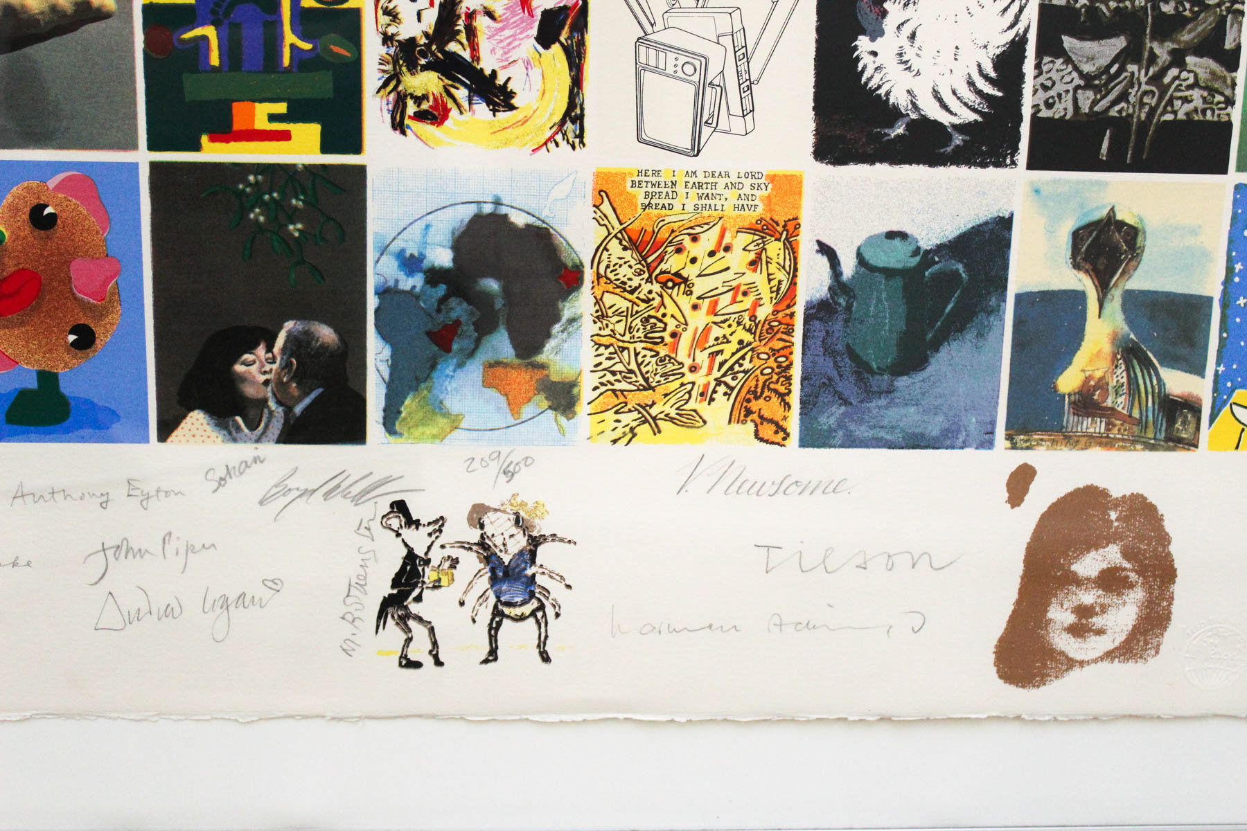 "Visual Aid For Band Aid 1985" Serigraph Signed By 104 Artists