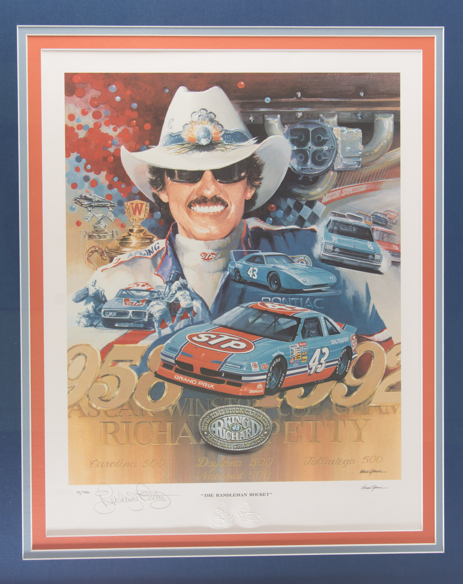 Richard Petty Signed Offset Lithograph by Vance Garvin