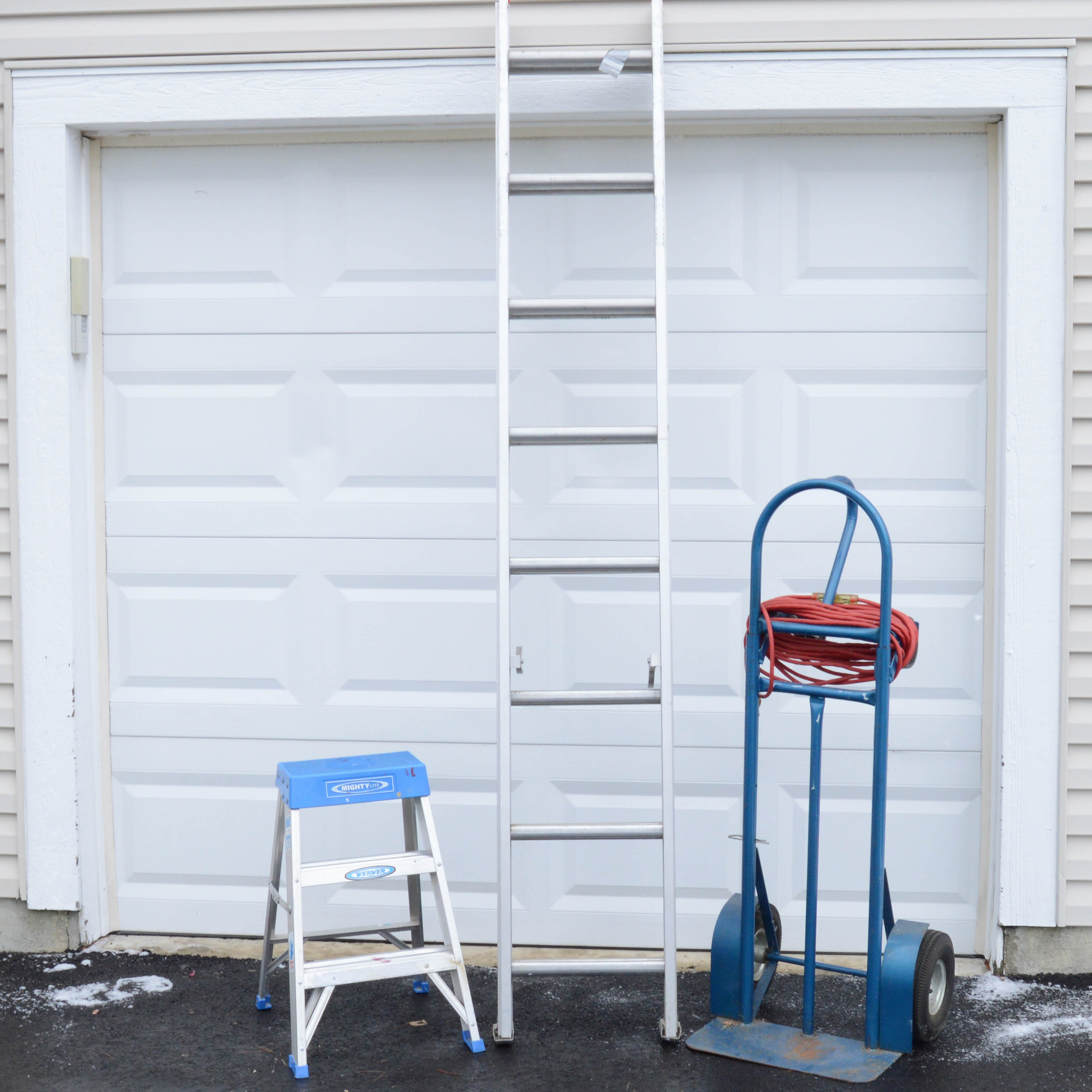 Keller Extension Ladder, Dolly, and Werner Step Ladder