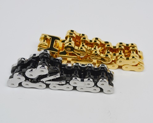 Two Stainless Steel Heavy Bicycle Chain Link Men's Bracelets by Dakota