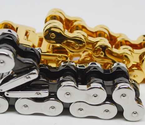 Two Stainless Steel Heavy Bicycle Chain Link Men's Bracelets by Dakota