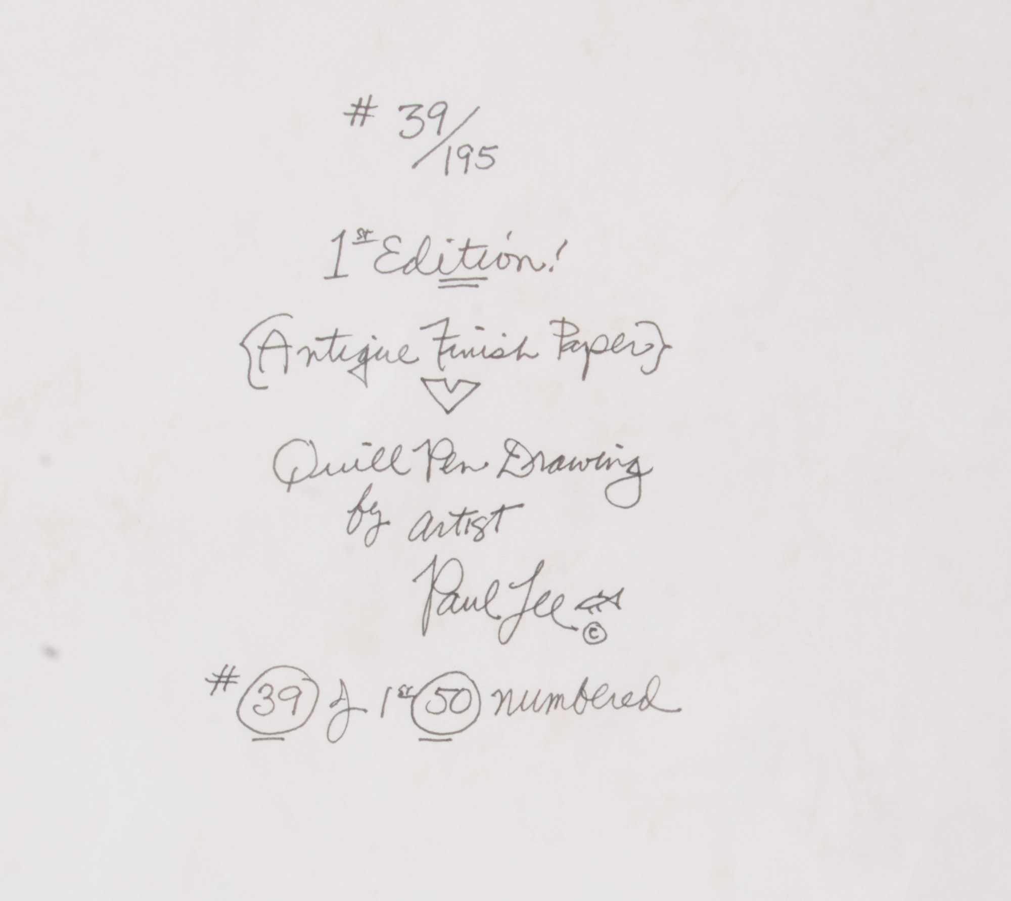 First Edition Quill Pre Drawing by Paul Anthony  Lee