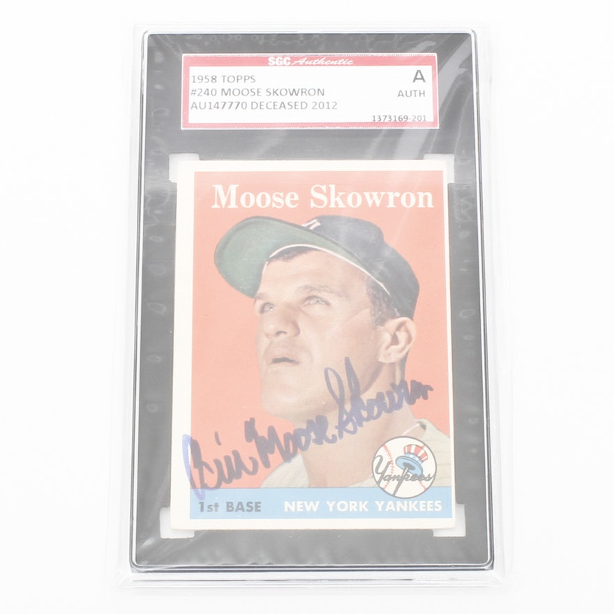 SGC Graded Autographed Bill "Moose" Skowron Baseball Card