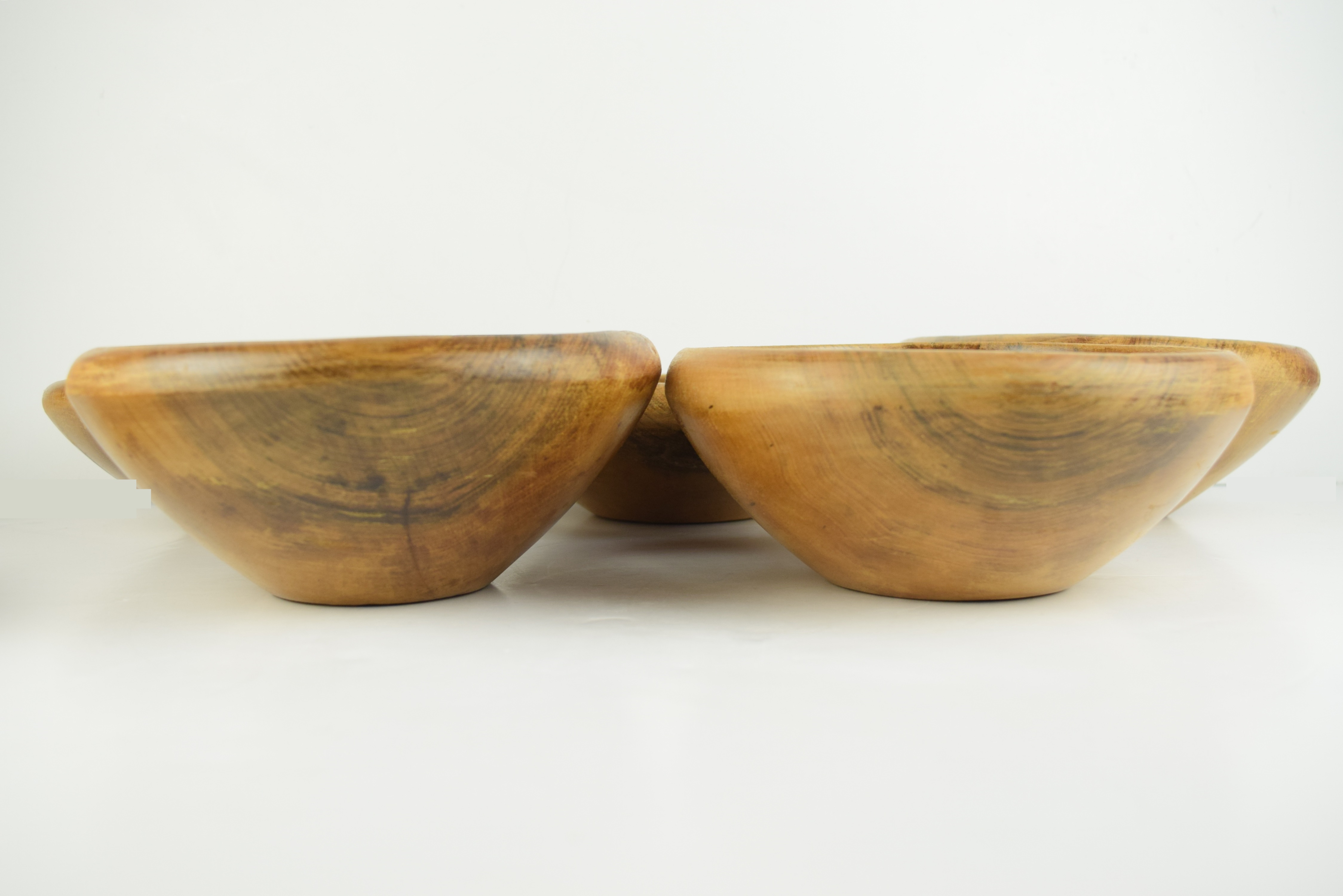 Stack of Six Wooden Bowls with Wood Graining