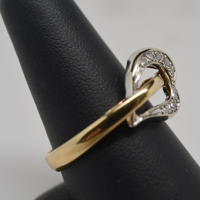 14K Custom Yellow and White Gold Diamond Heart Ring by Dankner