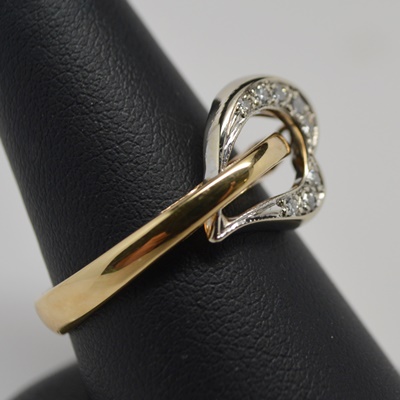 14K Custom Yellow and White Gold Diamond Heart Ring by Dankner