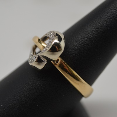 14K Custom Yellow and White Gold Diamond Heart Ring by Dankner
