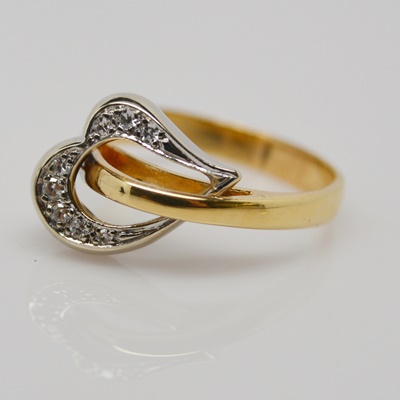 14K Custom Yellow and White Gold Diamond Heart Ring by Dankner