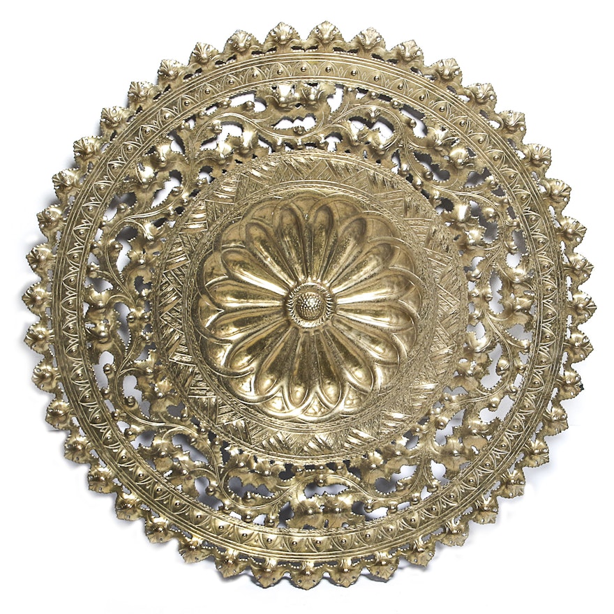 Large Round Brass Cut-Out Decor