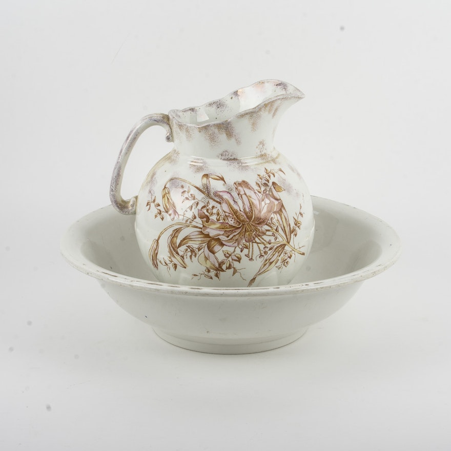 Porcelain Washbowl and Pitcher