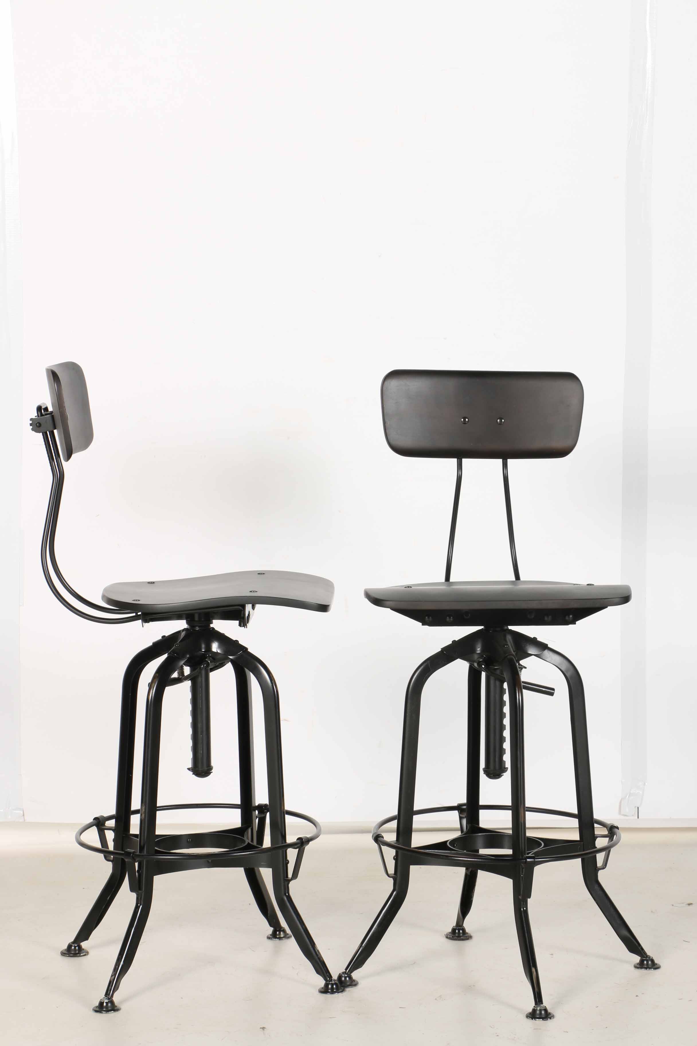 Black Toledo Style Metal Bar Stools from Restoration Hardware