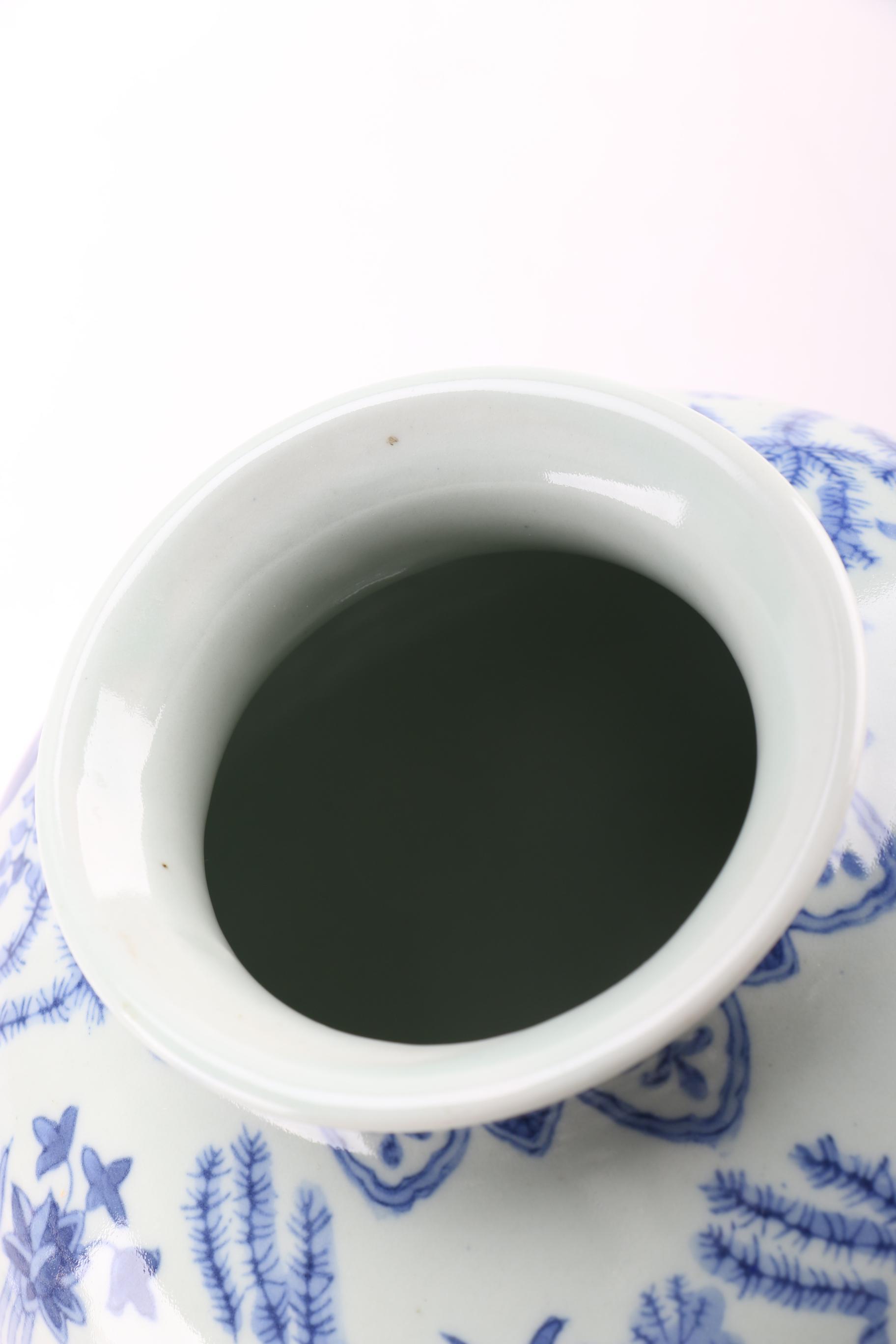 Chinese Blue and White Porcelain Koi Fish Vase