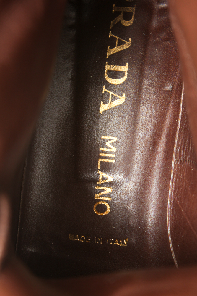 Women's Prada Milano Brown Leather Ankle Boots