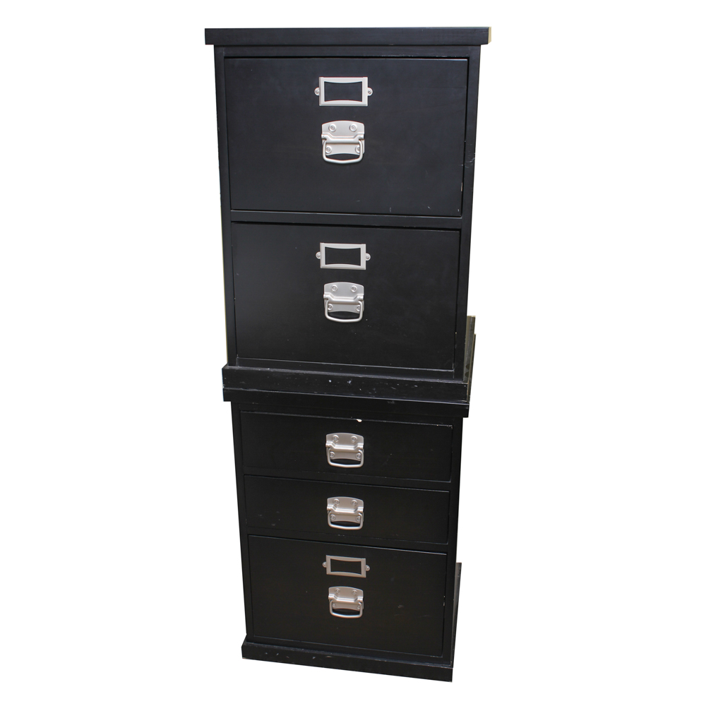 Pottery Barn Black Wood File Cabinets