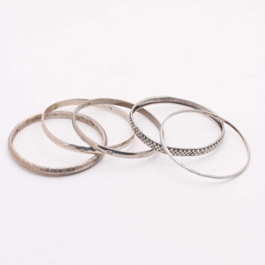 Assortment of Sterling Silver Bangles with Danecraft