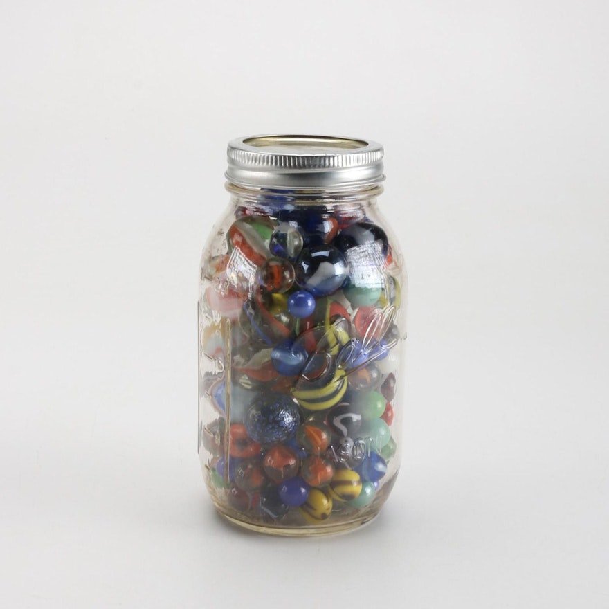 Marble Collection in Mason Jar