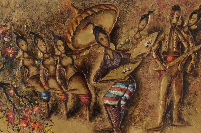 Ulysses la Rosa Original Impasto Oil on Canvas of Dancing Figures