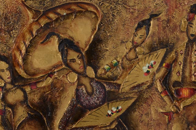 Ulysses la Rosa Original Impasto Oil on Canvas of Dancing Figures