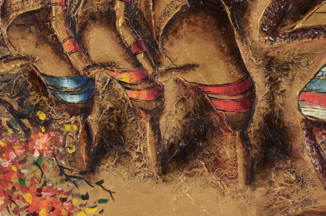 Ulysses la Rosa Original Impasto Oil on Canvas of Dancing Figures