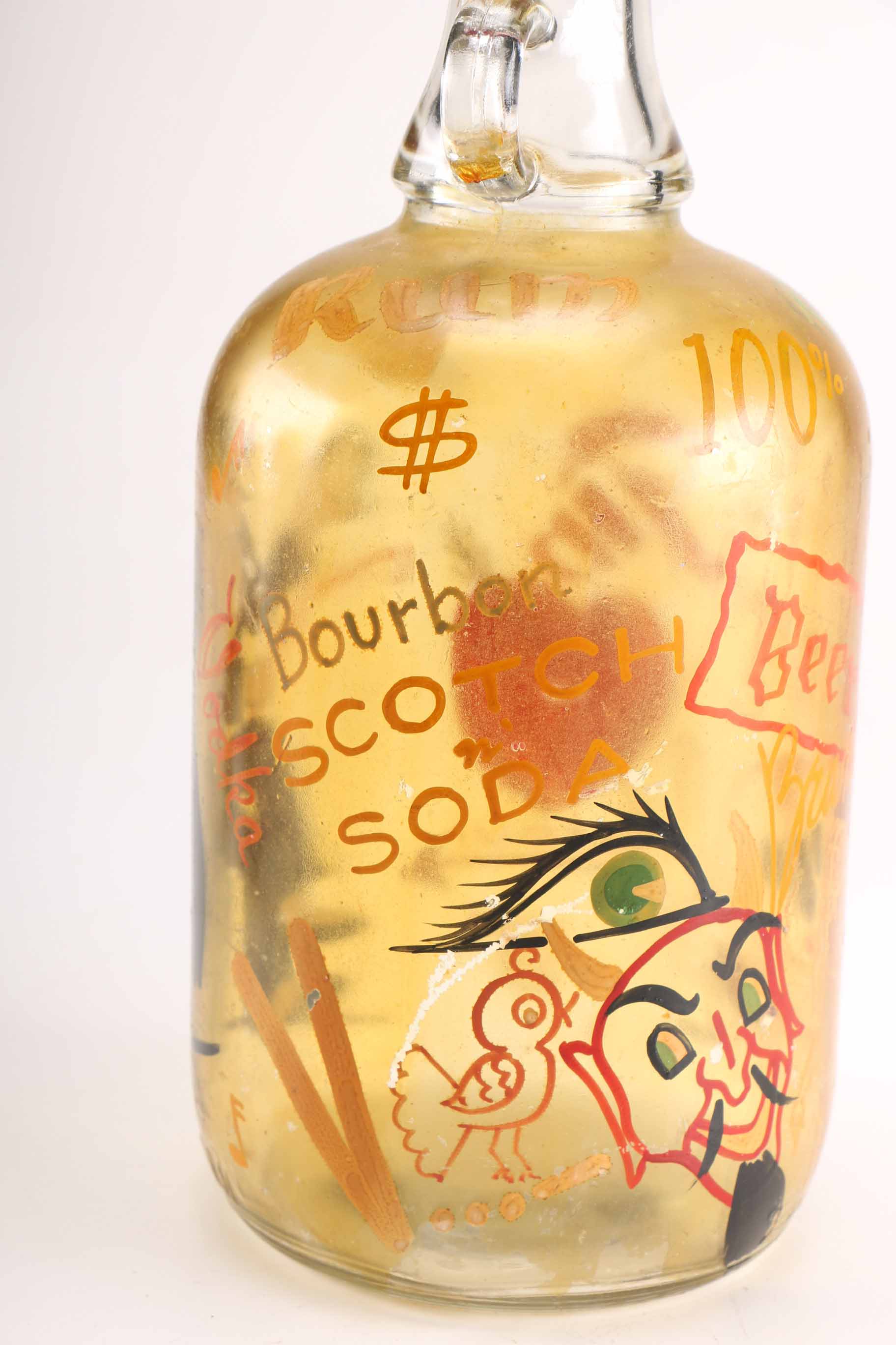 Vintage Hand-Painted Glass Liquor Decanter