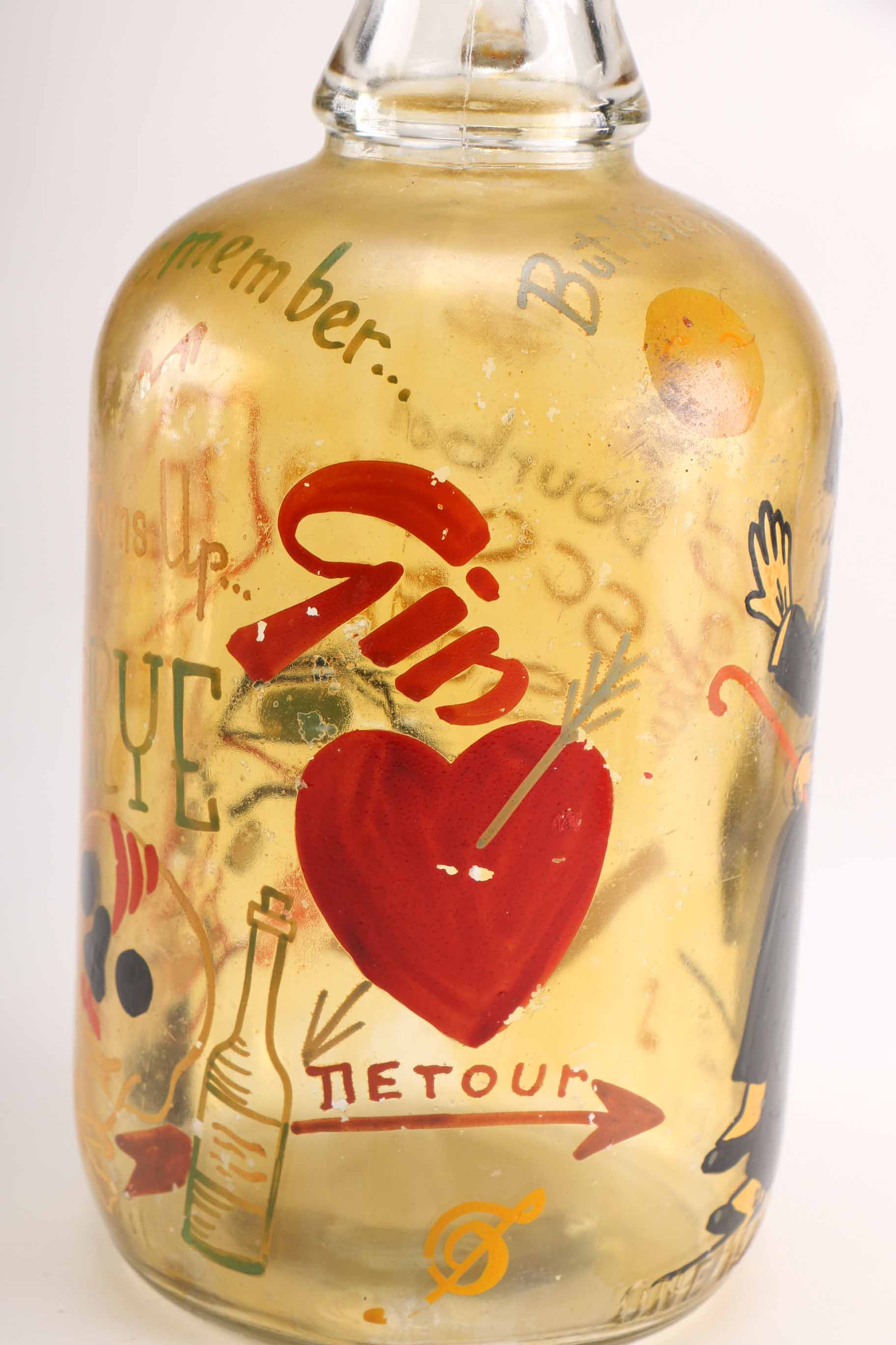 Vintage Hand-Painted Glass Liquor Decanter