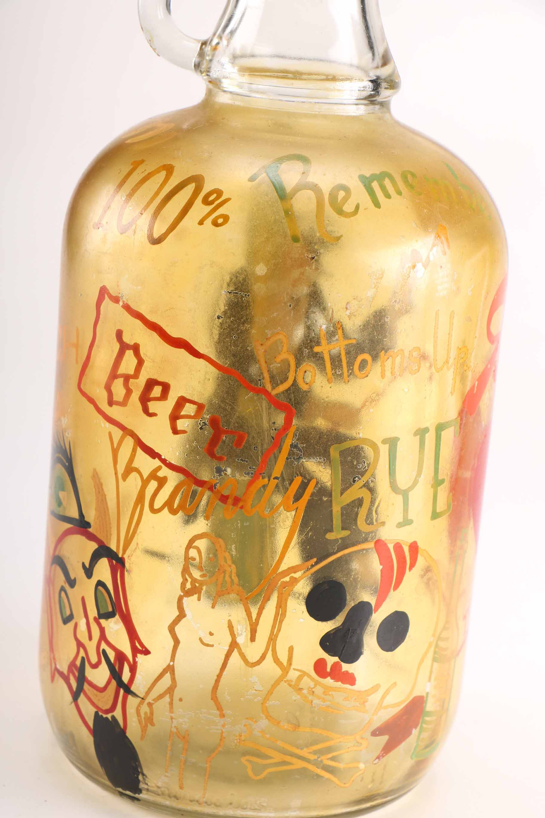 Vintage Hand-Painted Glass Liquor Decanter