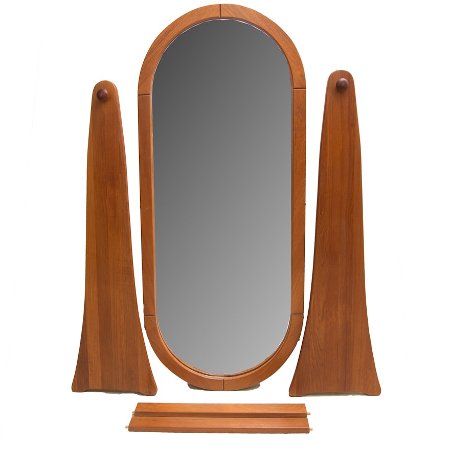 Standing Oval Wood Mirror