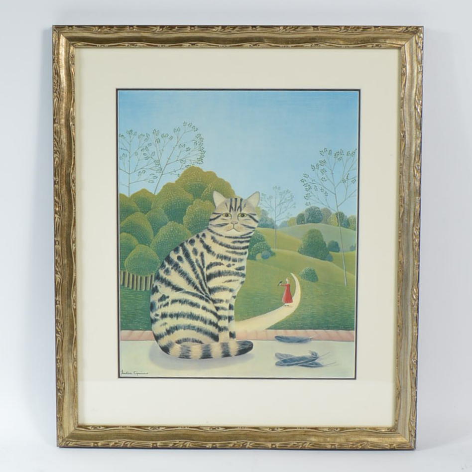 Cat Offset Lithograph After Christine Cipriano