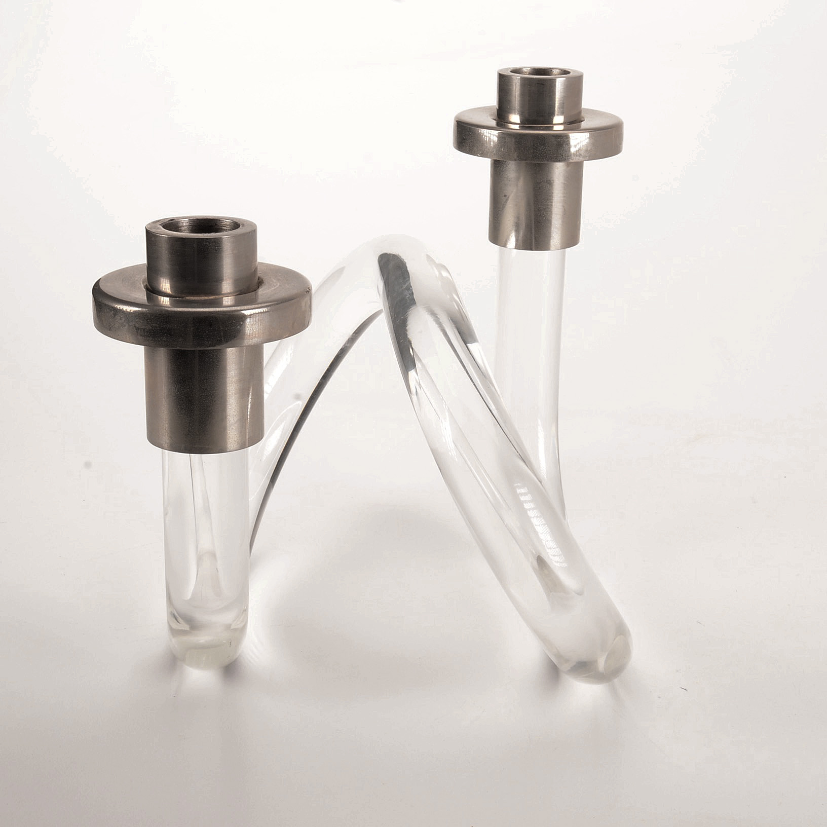 Dorothy Thorpe Lucite Twist Double Candlestick