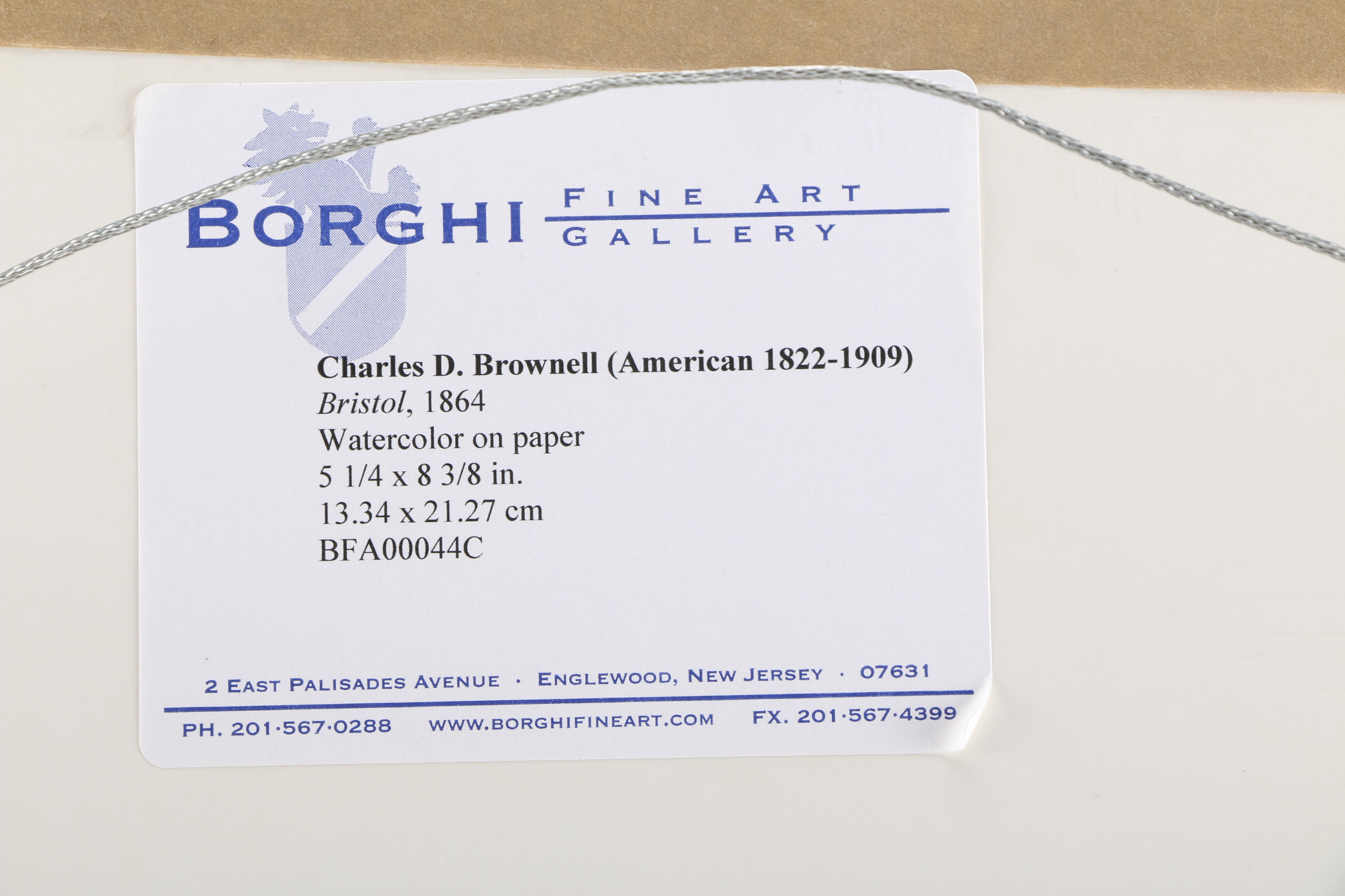 Charles DeWolf Brownell Watercolor Painting on Paper "Bristol 1864"