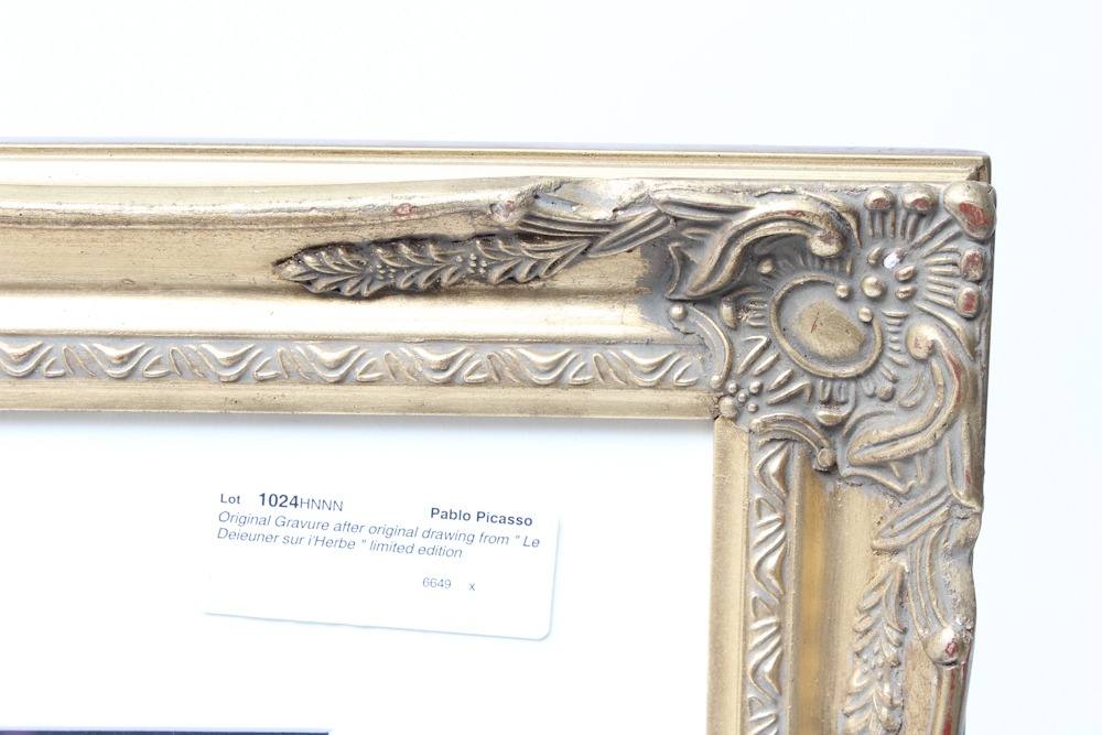 Framed Photo Offset Lithograph "Le dejeuner sur L'Herbe" after Pablo Picasso