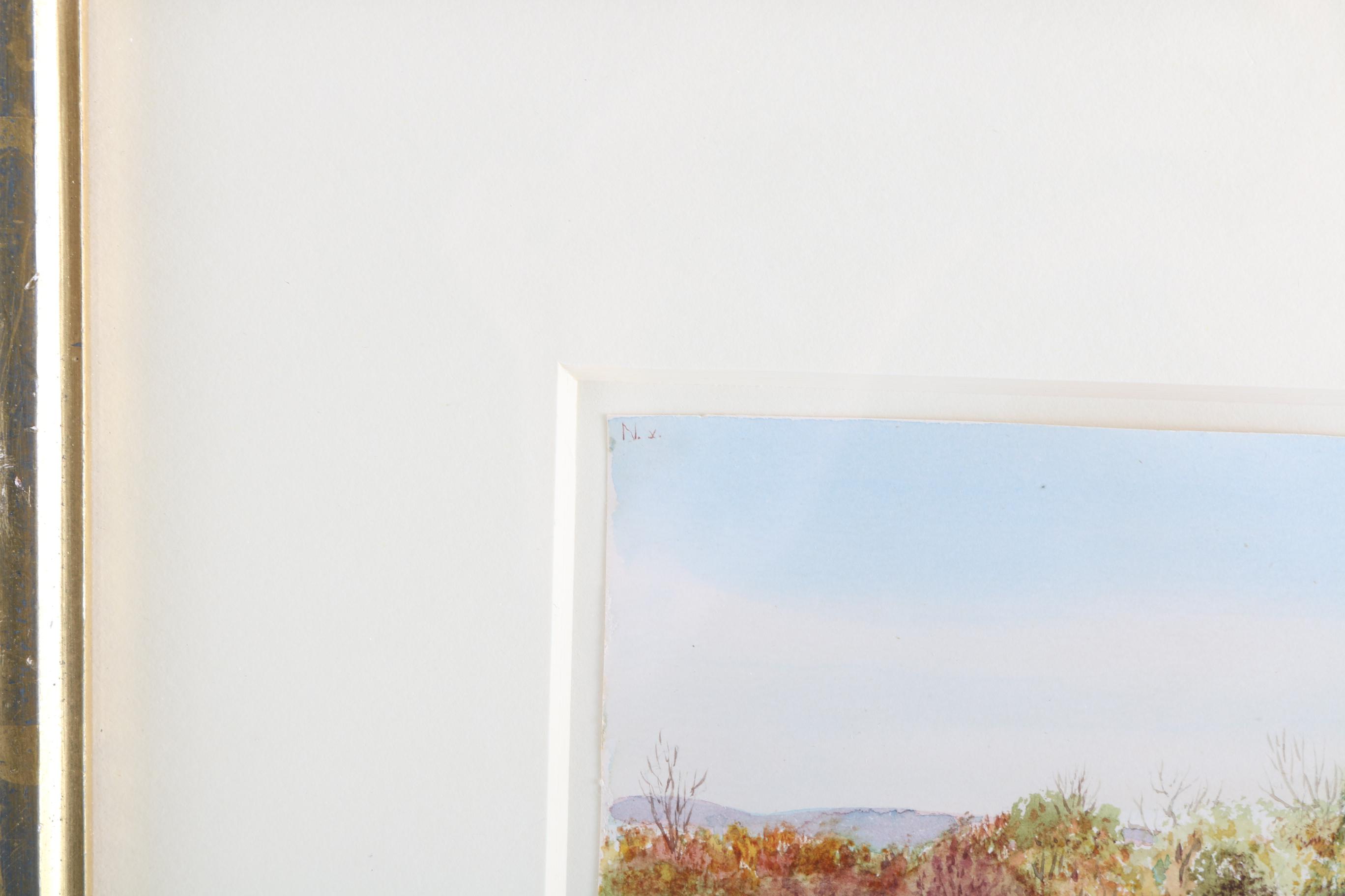 Charles DeWolf Brownell Watercolor Painting on Paper "Landscape Lyme Connecticut"