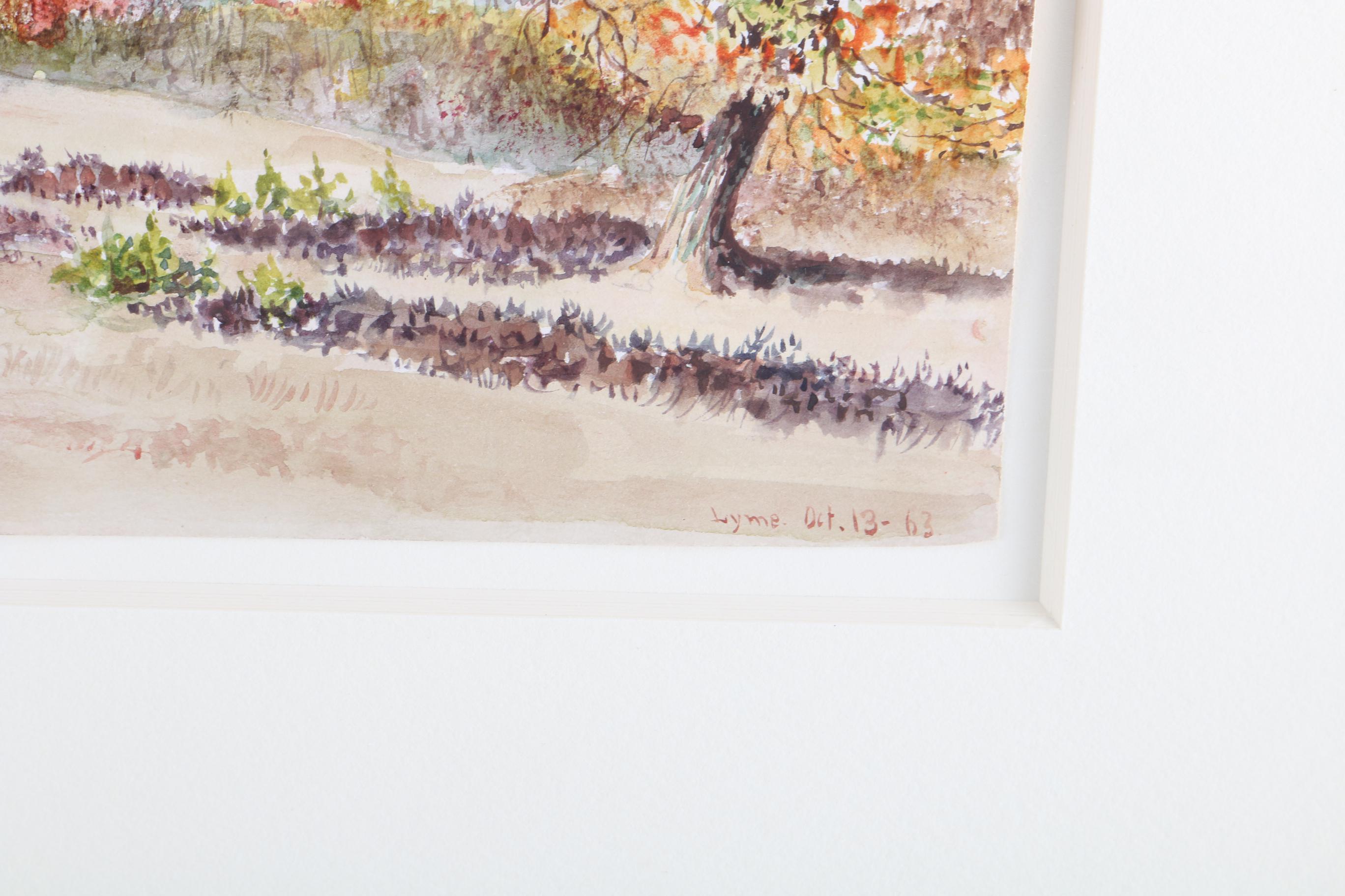 Charles DeWolf Brownell Watercolor Painting on Paper "Landscape Lyme Connecticut"