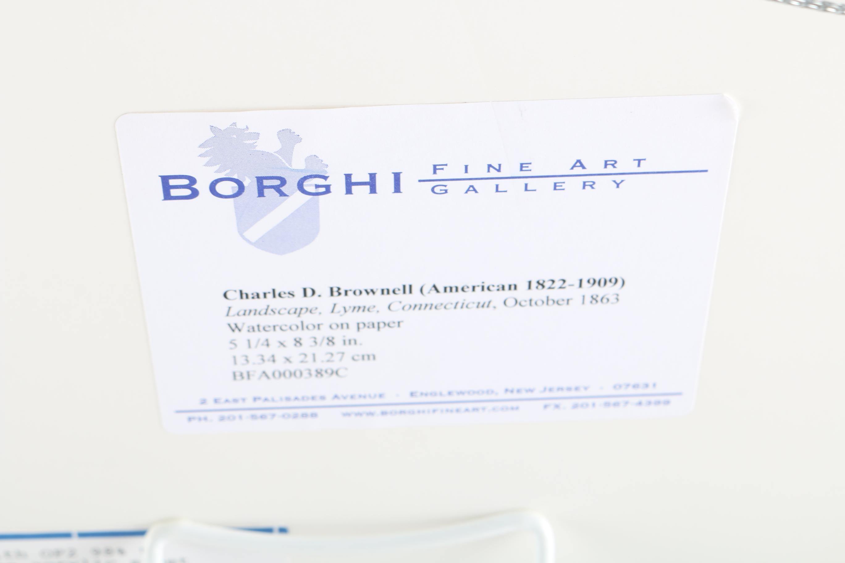 Charles DeWolf Brownell Watercolor Painting on Paper "Landscape Lyme Connecticut"