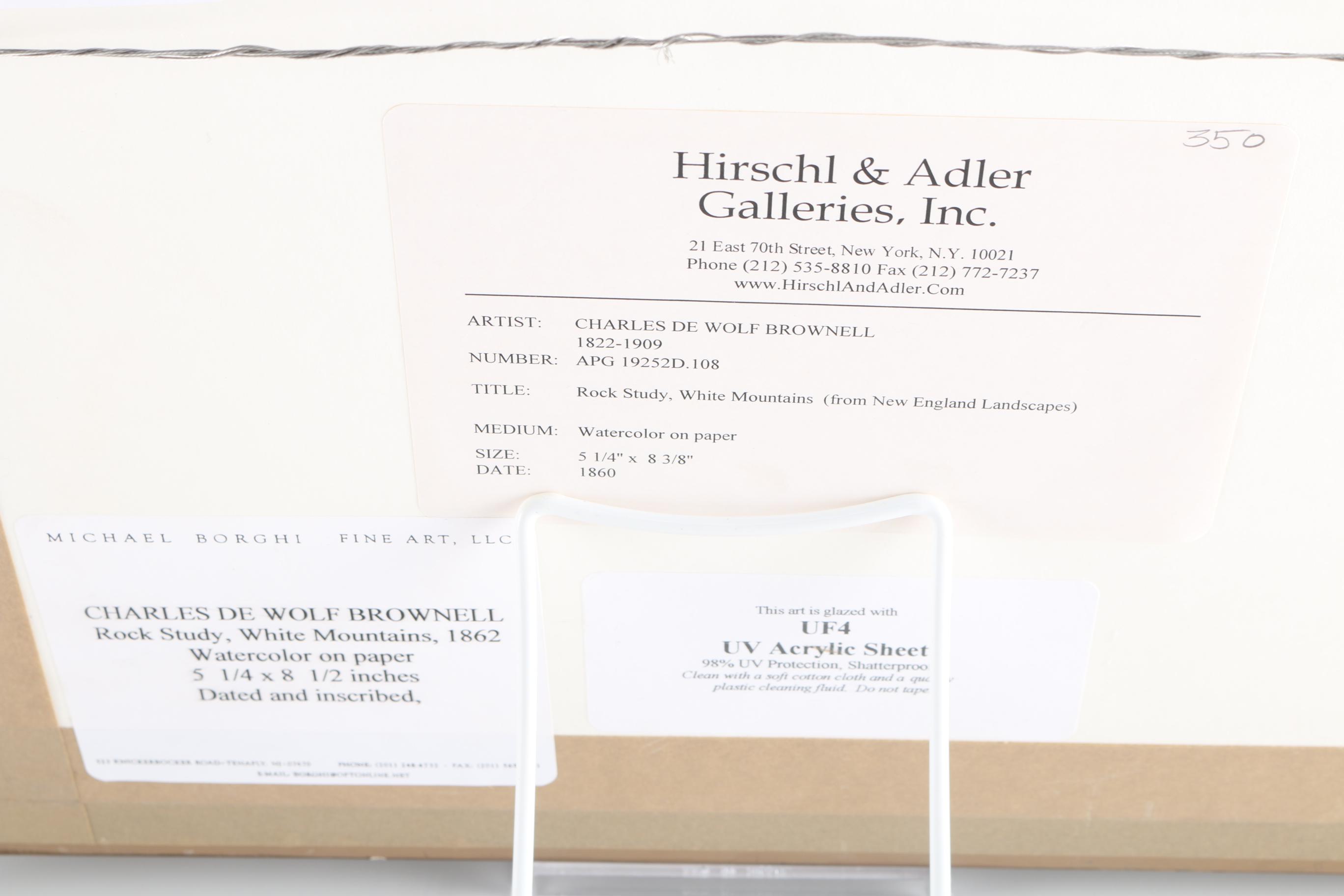 Charles DeWolf Brownell Watercolor Painting "Rock Study, White Mountains"