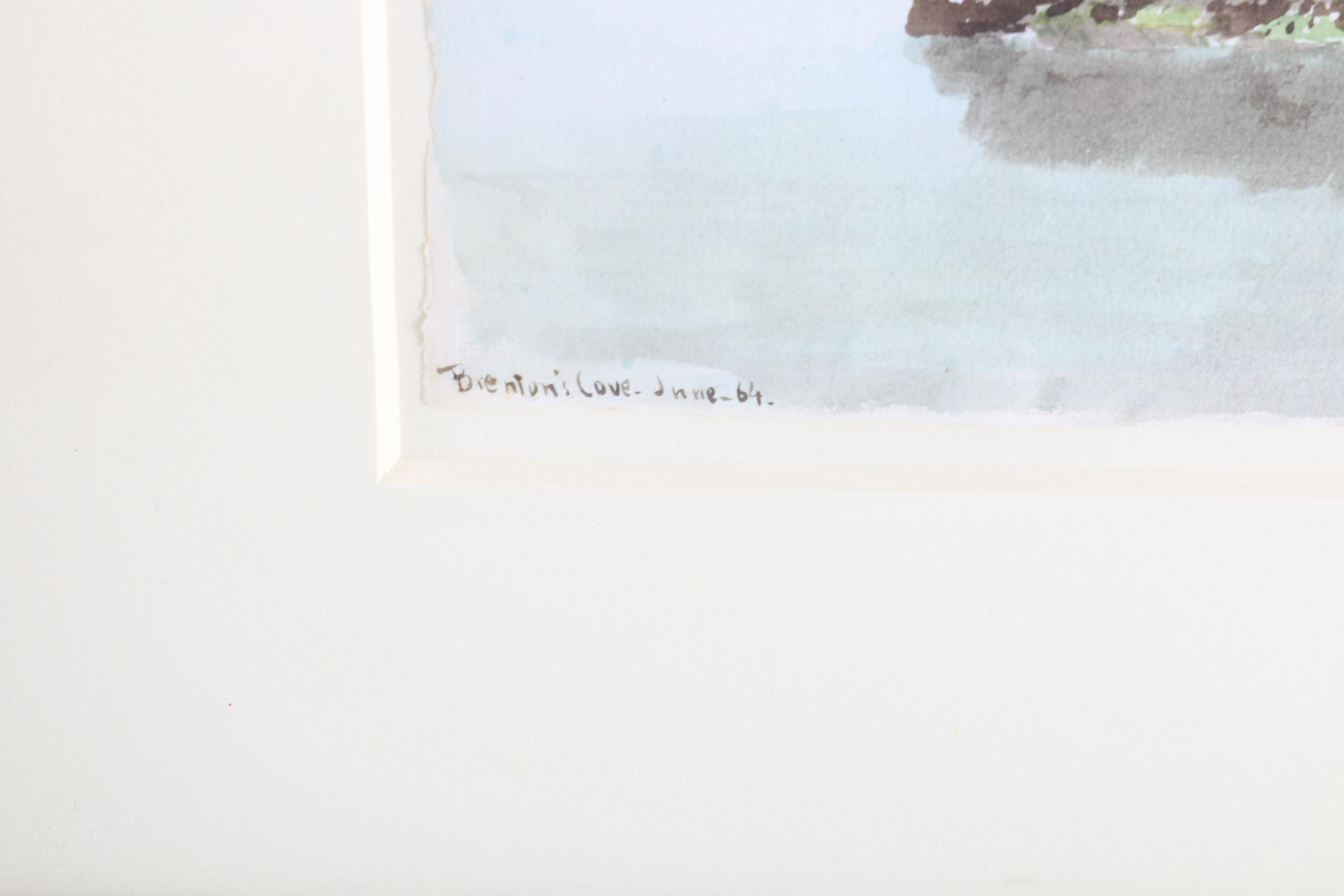 Charles D. Brownell Watercolor Painting on Paper "Brenton's Cove"