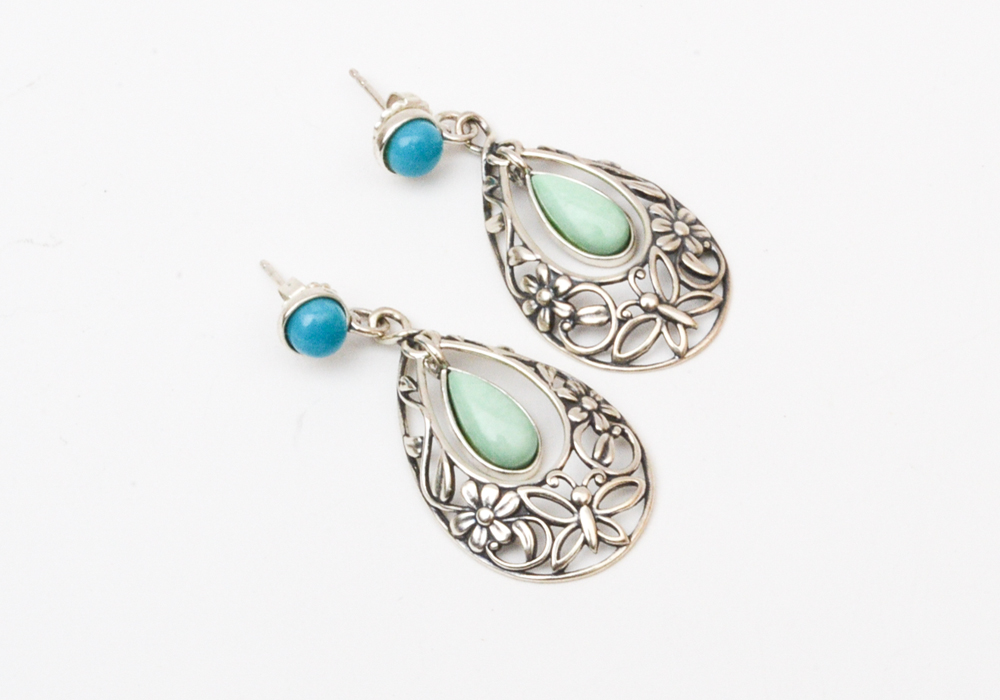 Pair of Silver Earring's with Stones