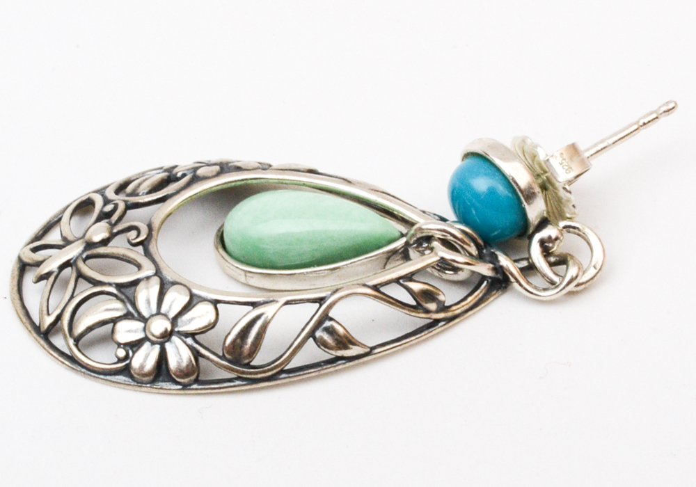 Pair of Silver Earring's with Stones