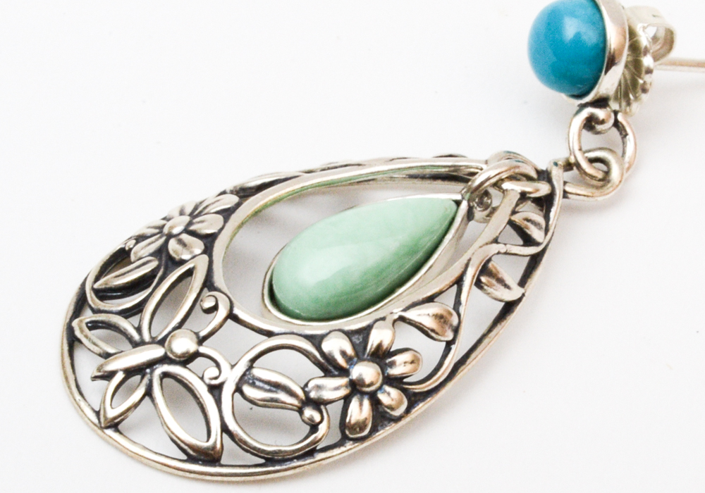 Pair of Silver Earring's with Stones