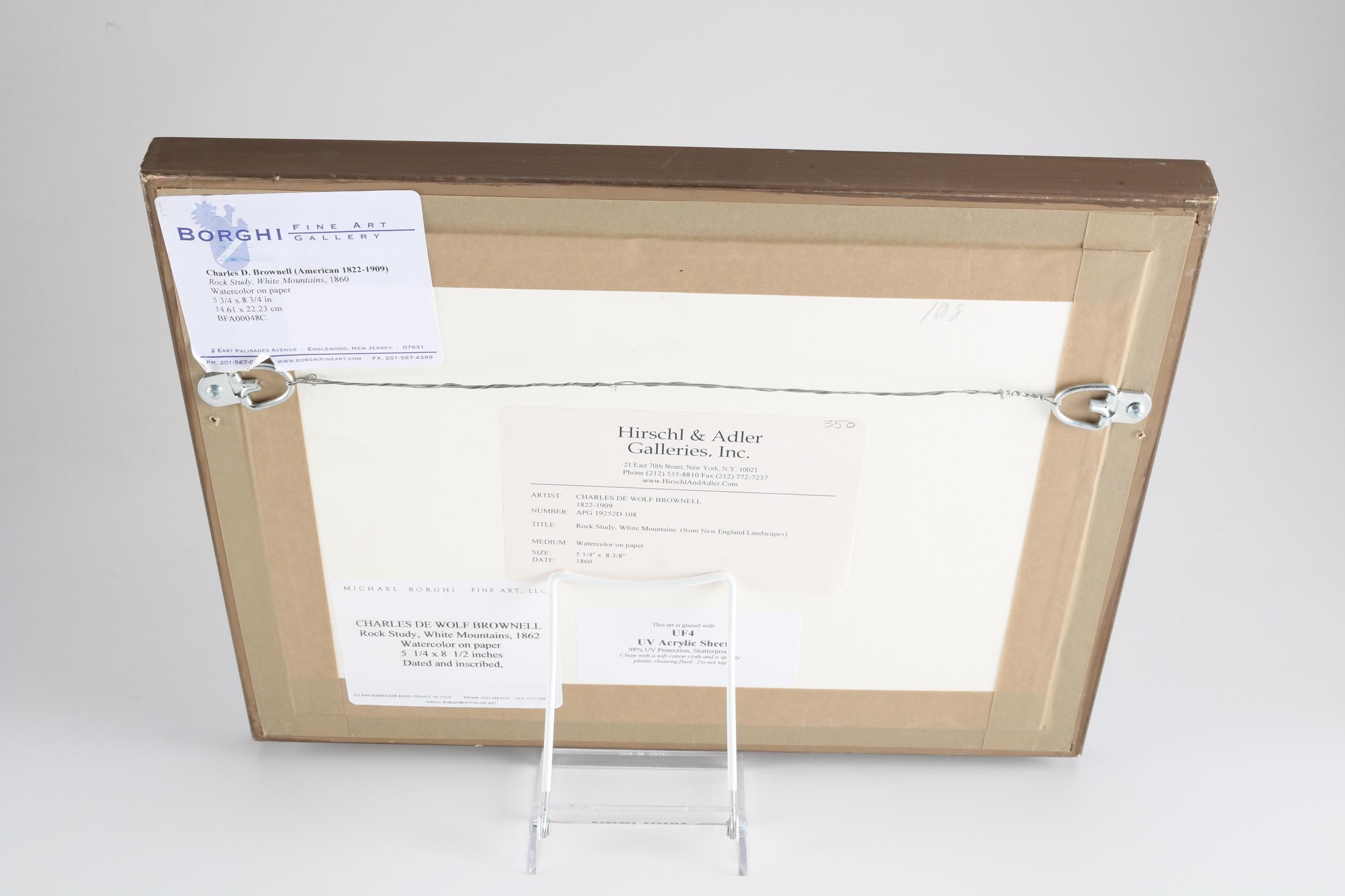 Charles DeWolf Brownell Watercolor Painting "Rock Study, White Mountains"