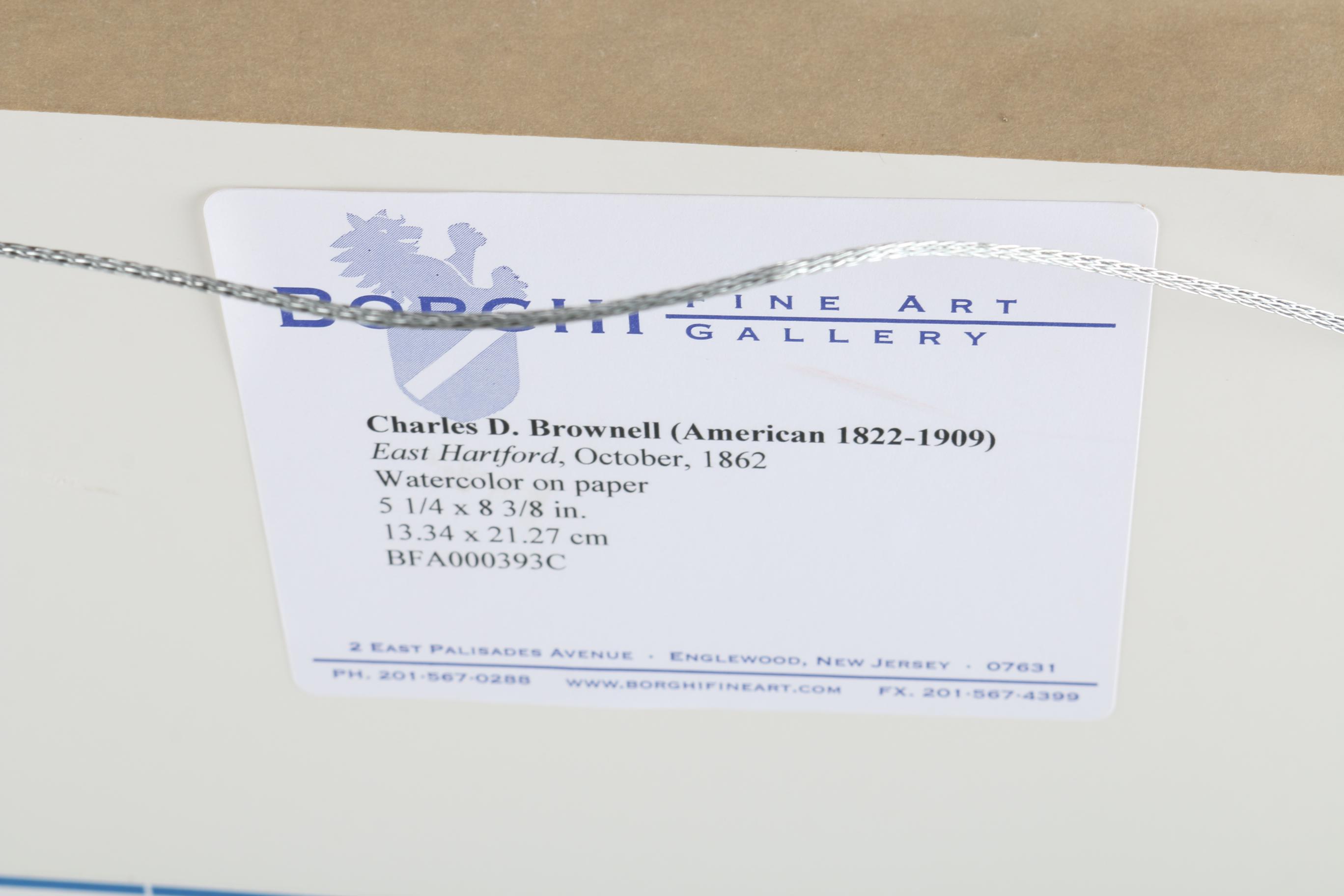 Charles DeWolf Brownell Watercolor Painting on Paper "East Hartford"