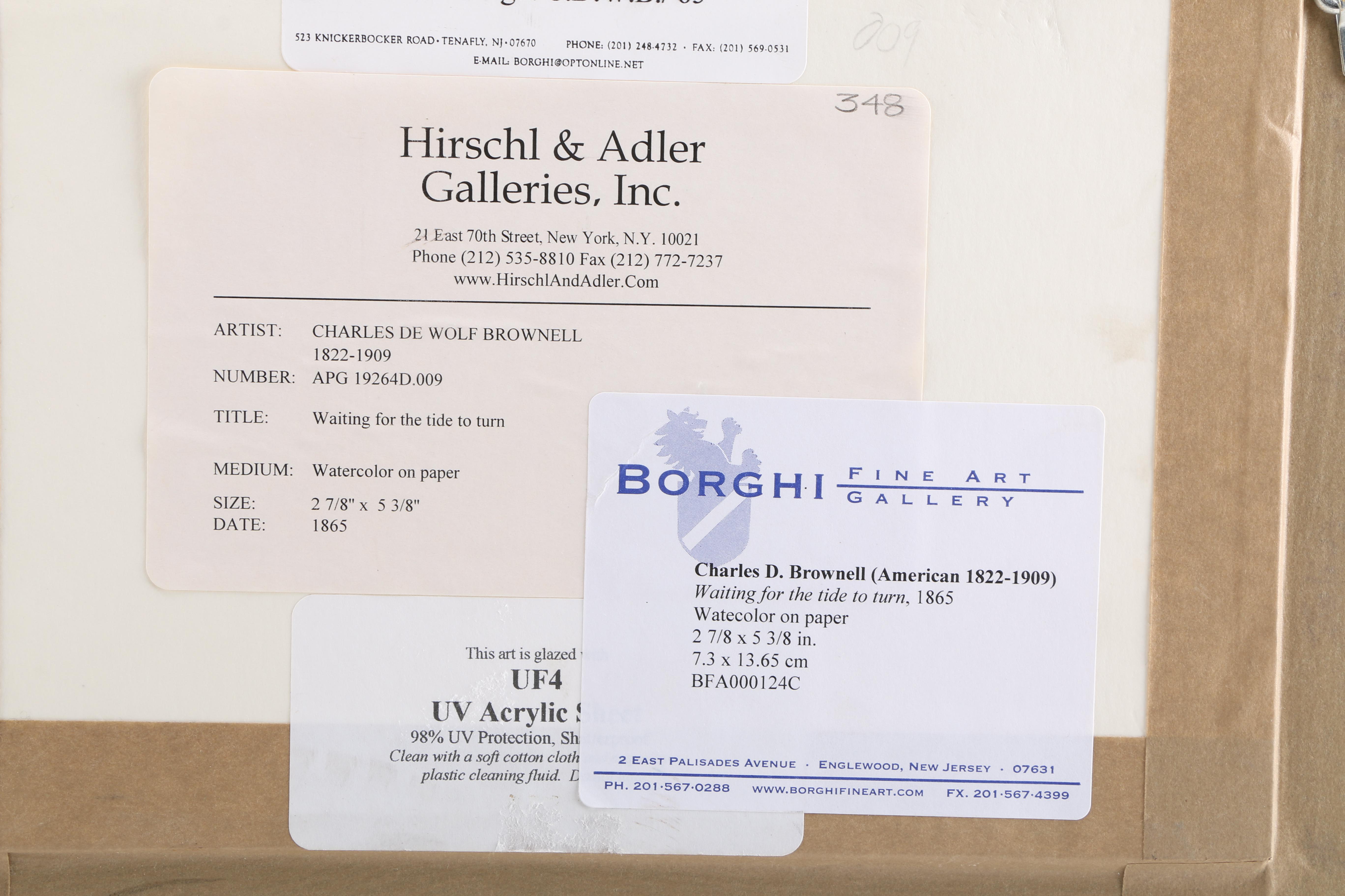 Charles DeWolf Brownell Watercolor Painting "Waiting for the Tide to Turn"