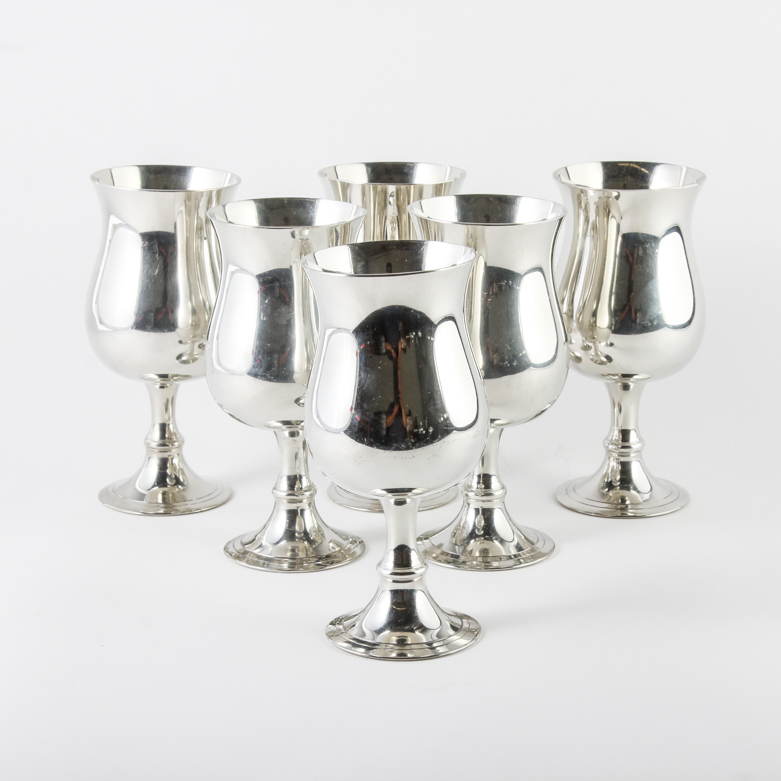 Six Pewter Goblets by Aquinas Locke