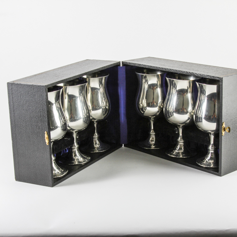 Six Pewter Goblets by Aquinas Locke