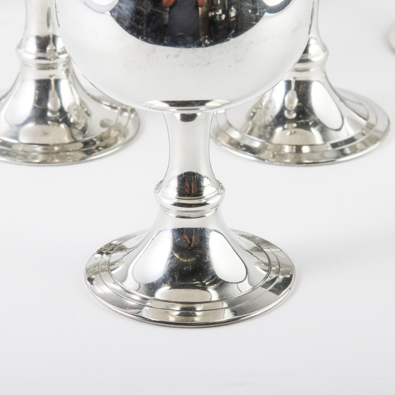 Six Pewter Goblets by Aquinas Locke