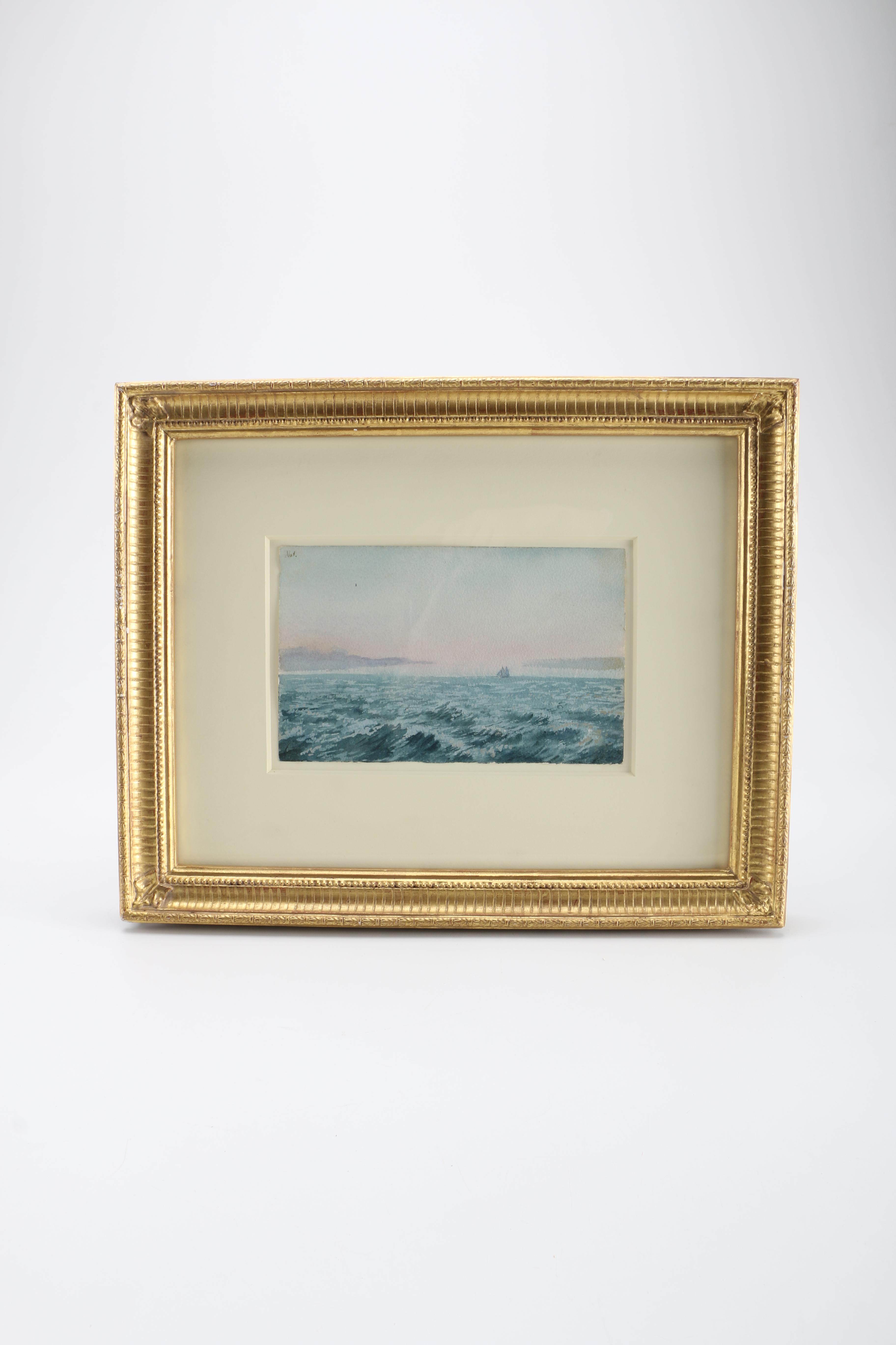 Charles DeWolf Brownell Watercolor Painting on Paper "Off Barnegat, 1857"