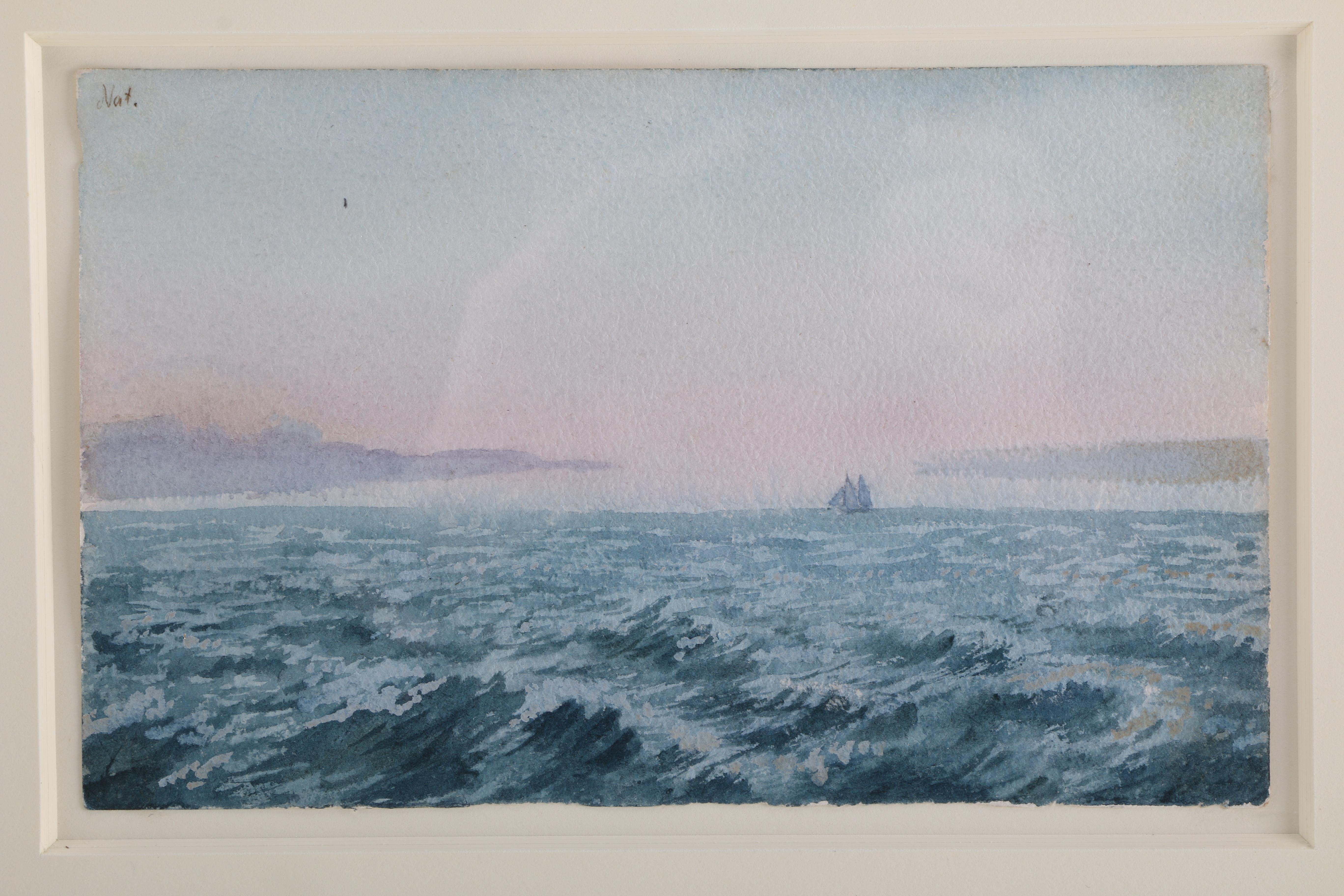 Charles DeWolf Brownell Watercolor Painting on Paper "Off Barnegat, 1857"