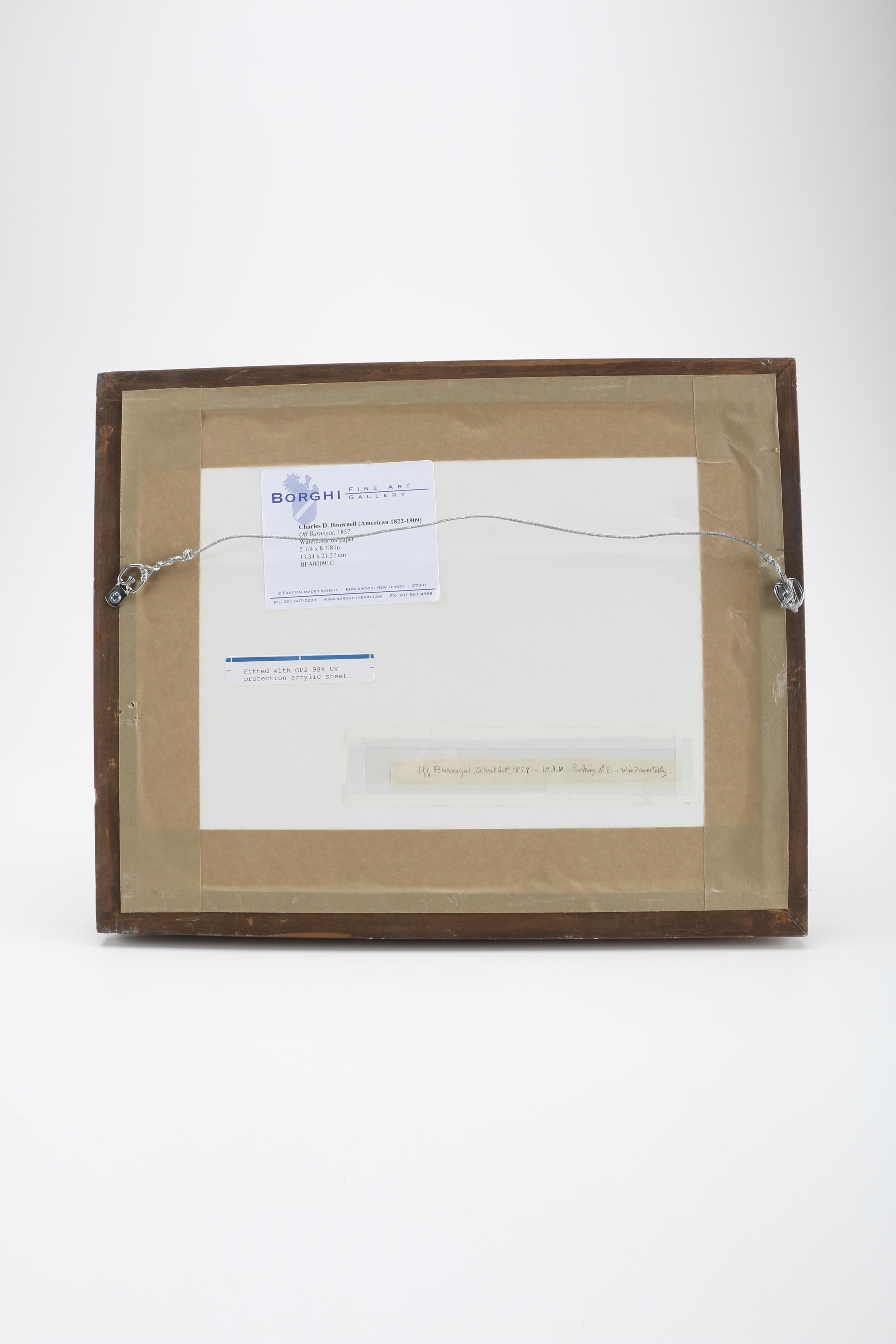 Charles DeWolf Brownell Watercolor Painting on Paper "Off Barnegat, 1857"