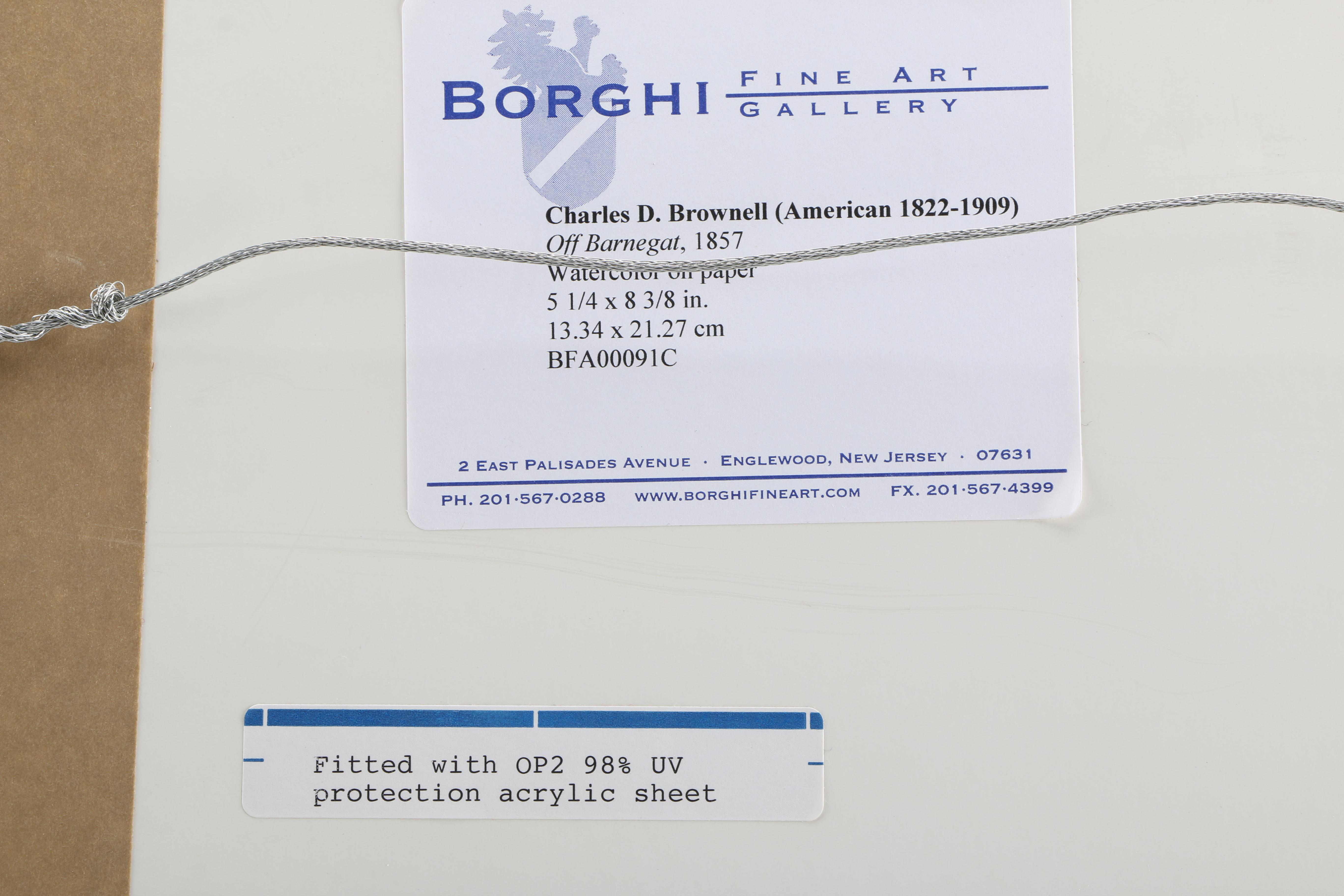 Charles DeWolf Brownell Watercolor Painting on Paper "Off Barnegat, 1857"